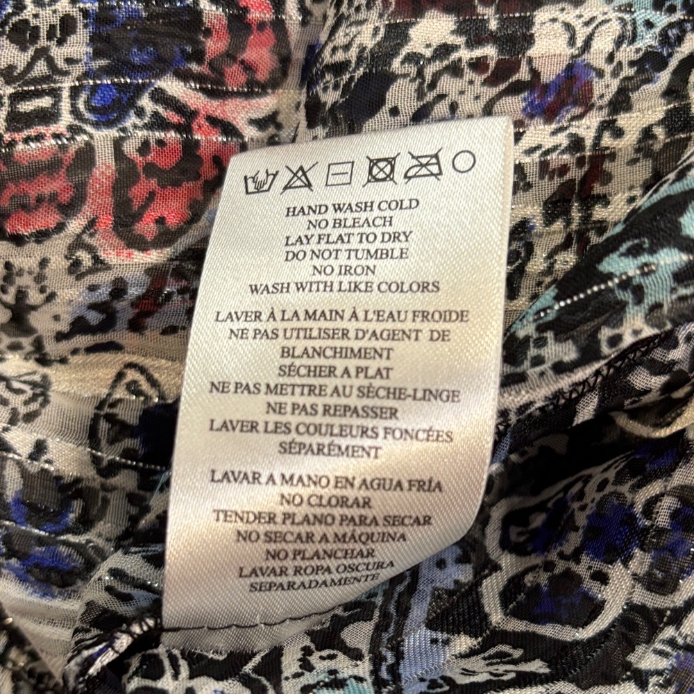 Paisley Print Long-Sleeve Peasant Button Down Top - White/Blue NWOT - Picture 5 of 9